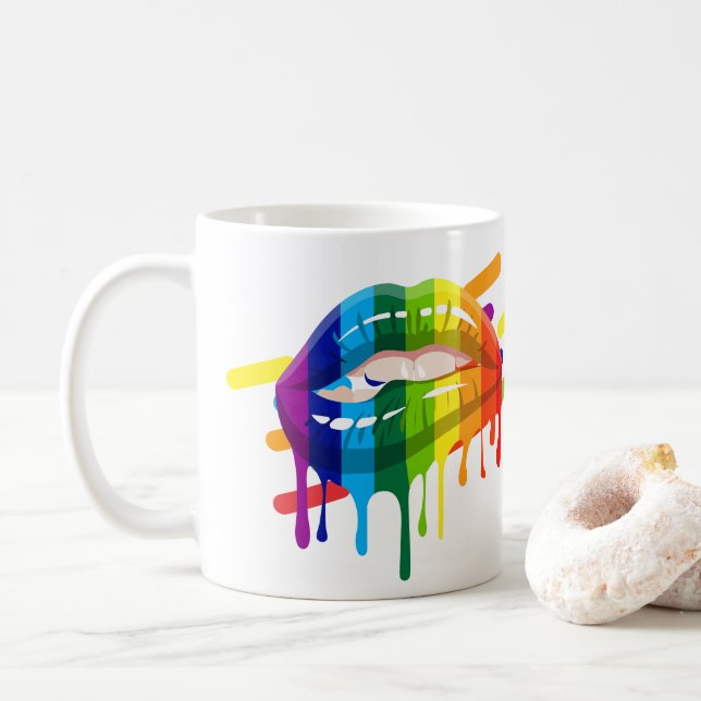 Mug Lèvres arc-en-ciel LGBT (Avec donut)