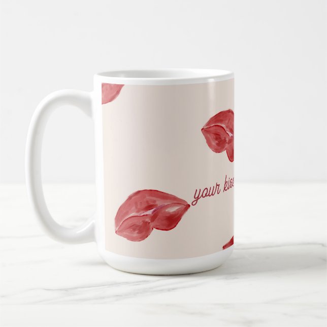 Mug Lèvres baisantes Rouge sur la couleur beige Saint- (Gauche)