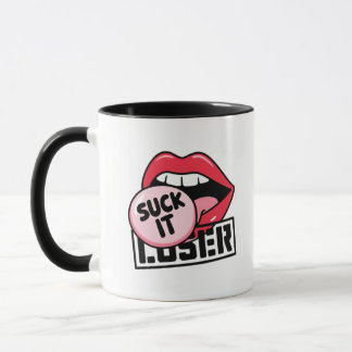 Mug Lèvres d'art pop rétro avec Sassy "Suck It Loser"
