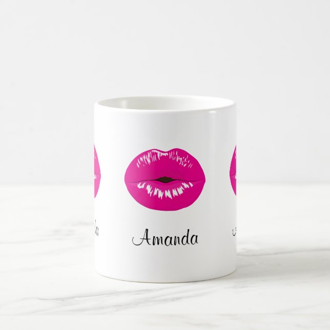 Mug Lèvres roses chaudes Illustration brillante (Centre)