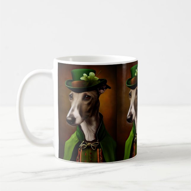 Mug Lévrier en robe de la Saint-Patrick (Gauche)