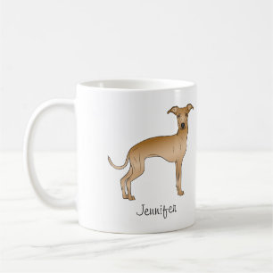 Mug Lévrier Italien Fauve Dessin Animé Mignon Avec Nom