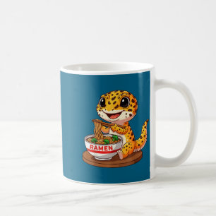 Mug Lézard drôle reptile gecko léopard mangeant Ramen
