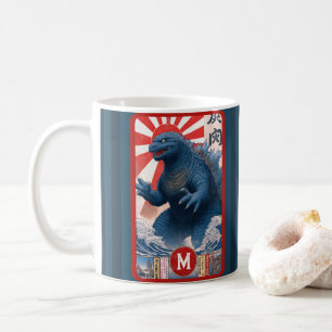 Mug Lézard Monstre Nom Monogramme Rétro Gras Cool Amus