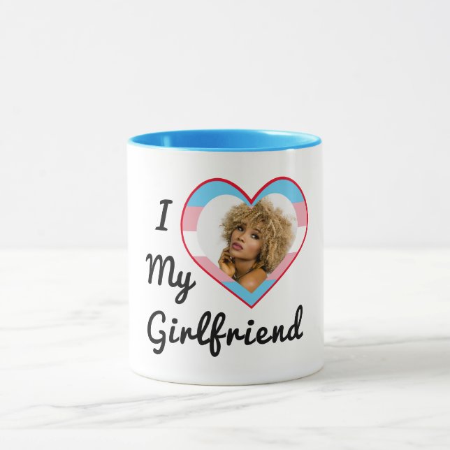Mug LGBT Trans Pride Photo personnalisée J'aime ma pet (Centre)