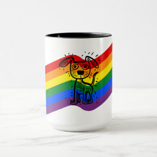 Mug LGBTQ+ Fierté Arc-en-ciel Drapeau avec mignon chie
