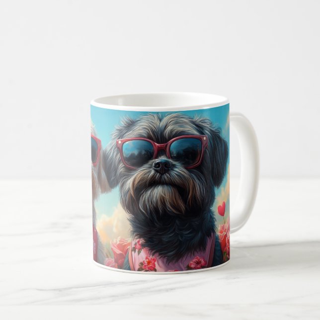 Mug Lhasa Apso avec Roses de coeur Saint Valentin (Devant droit)