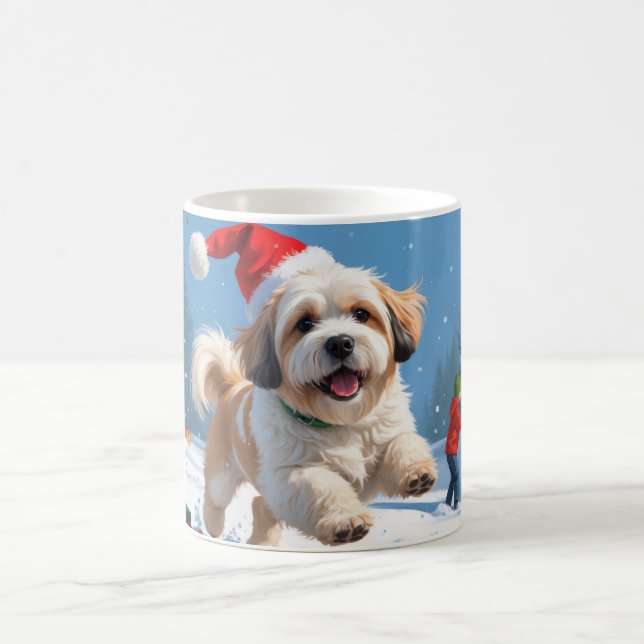 Mug Lhasa Apso coule en neige avec le Casquette de Noë (Centre)