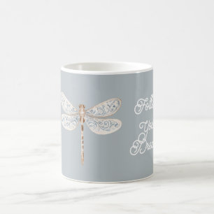 Mug Libellule grise bleue bronze blanc