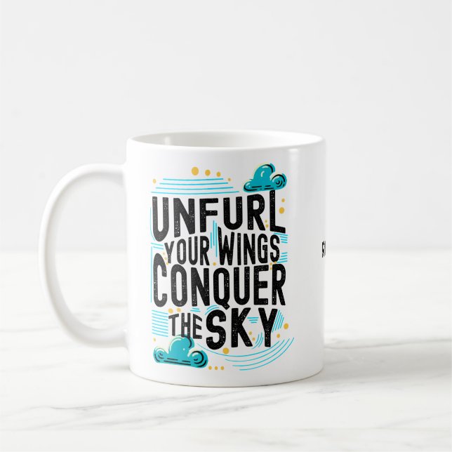 Mug Libérez vos ailes Conquérir le ciel jeu de mots mo (Gauche)