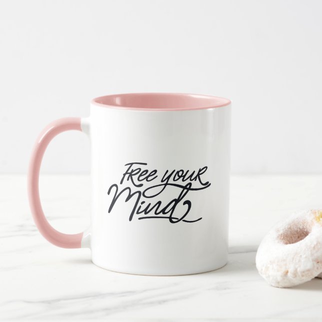 Mug Libérez votre esprit Citation de yoga inspirant (Avec donut)