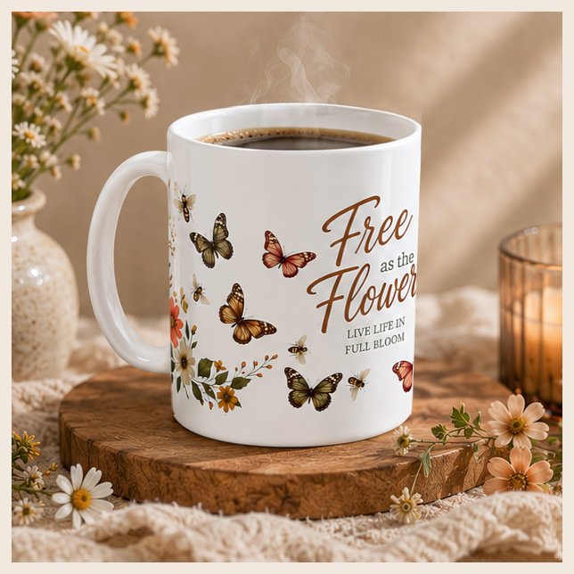 Mug Libre comme les Fleurs Graphique Boho (Créateur téléchargé)