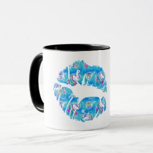 Mug LICENOR Iridescent Aqua Feuille Métallisé BAISER L