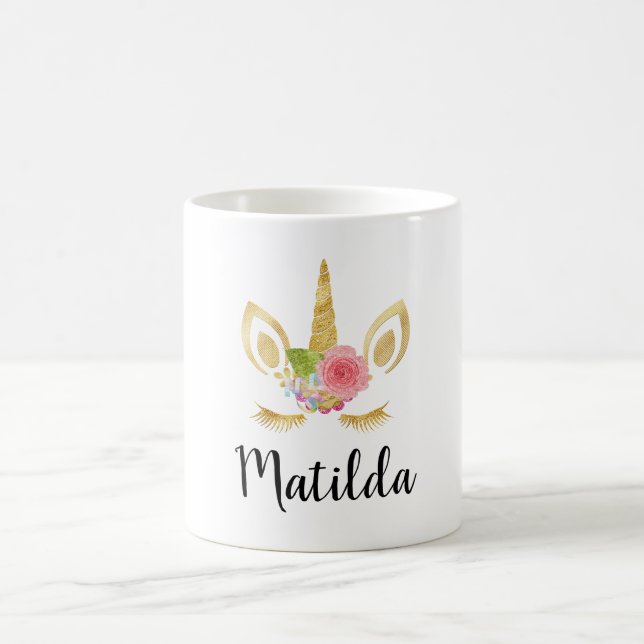 Mug Licorne assez florale mignonne élégante de parties (Centre)