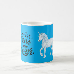 Mug Licorne Blanche Bleu Aqua Rien n'est Impossible