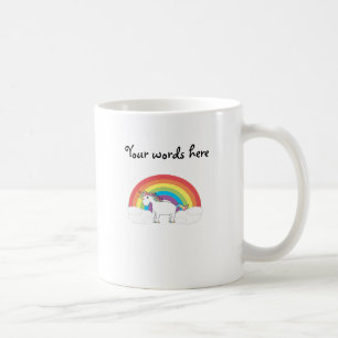 Mug Licorne blanche sur l'arc-en-ciel et les nuages