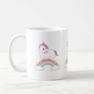 Mug licorne debout sur l'arc-en-ciel