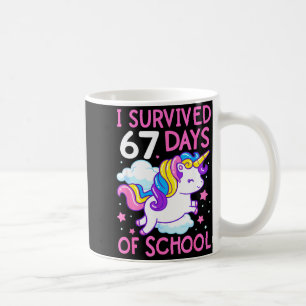 Mug Licorne Drôle J'ai Survivécu 67 Jours D'école Meme