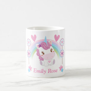 Mug Licorne et arc-en-ciel aquarelle mignonne 