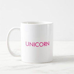 Mug "Licorne" minimaliste rose fuchsia blanc