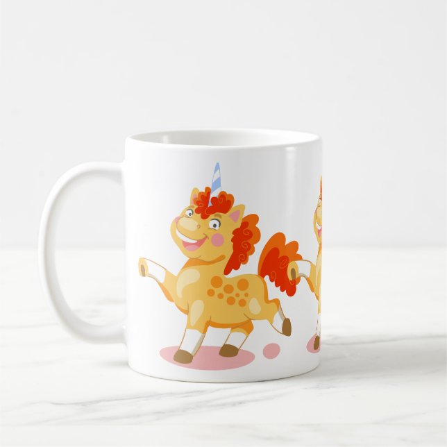 Mug Licorne orange drôle (Gauche)