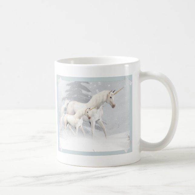 Mug Licornes mignonnes dans la neige 1 (Droite)