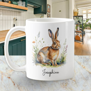 Mug Lièvre à l'aquarelle Campagne Faune Amateur d'anim