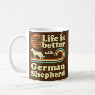 Mug Life Better German Shepherd K9 Vintage Chien Maman