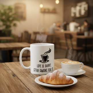 Mug Life Is Short Stay Awake For It Funny Coffee Lover