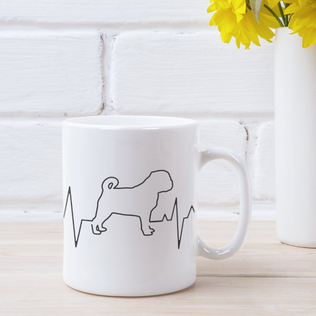 Mug Ligne artistique de la Saint-Valentin Pug Race Chi (Créateur téléchargé)