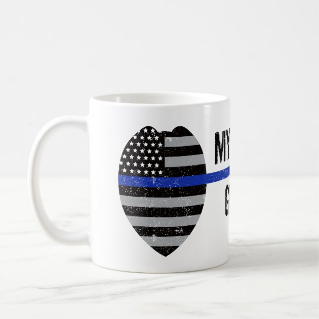 Mug Ligne Bleue Mince, J'Ai Vos Six, Femme De Police,  (Gauche)