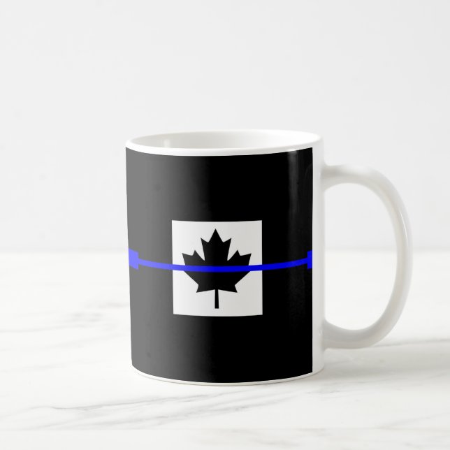 Mug Ligne bleue mince sur le drapeau canadien (Droite)