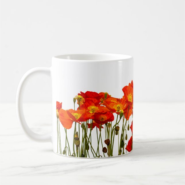 Mug Ligne de coquelicots rouges isolatedart, arrière - (Gauche)