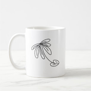 Mug ligne de fleur en feuilles noires art design abstr