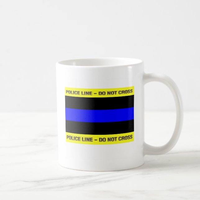 Mug Ligne de police bleue mince (Droite)