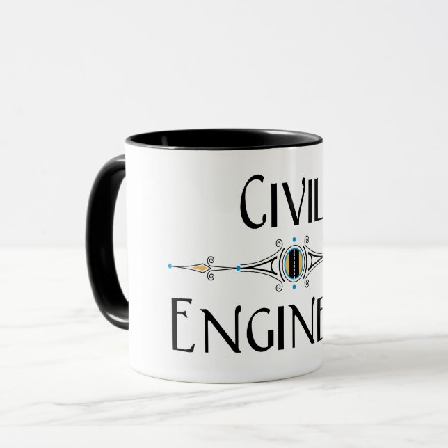 Mug Ligne décorative du génie civil (Devant gauche)
