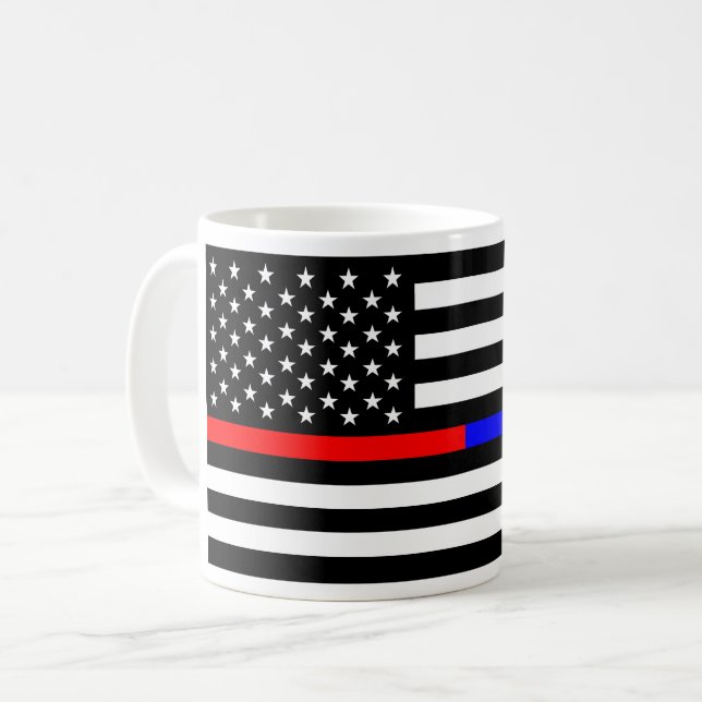 Mug ligne mince symbole Etats-Unis de rouge bleu de (Devant gauche)