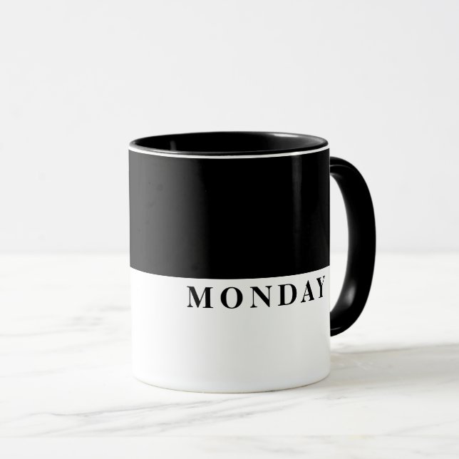 Mug Ligne noire moderne citation drôle de lundi (Devant droit)