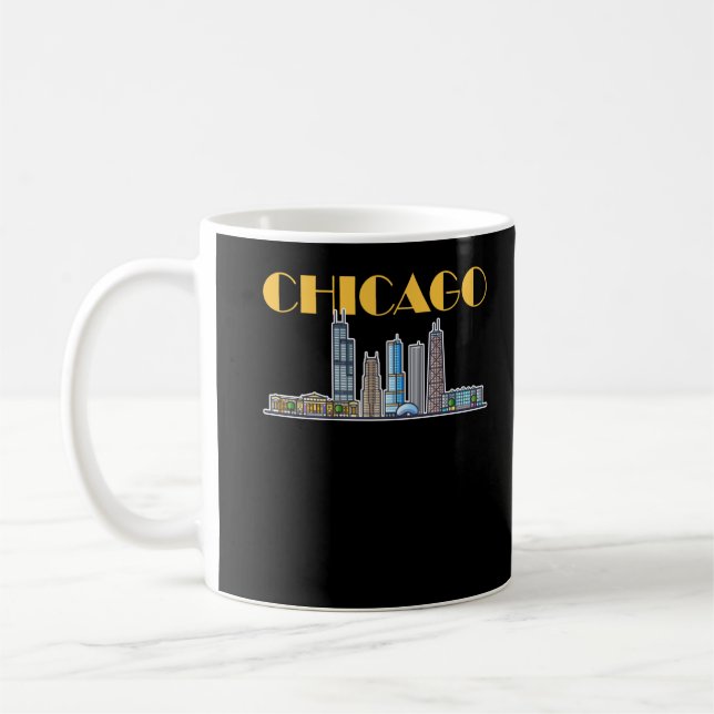 Mug Ligne Skyline de Chicago Illinois City (Gauche)