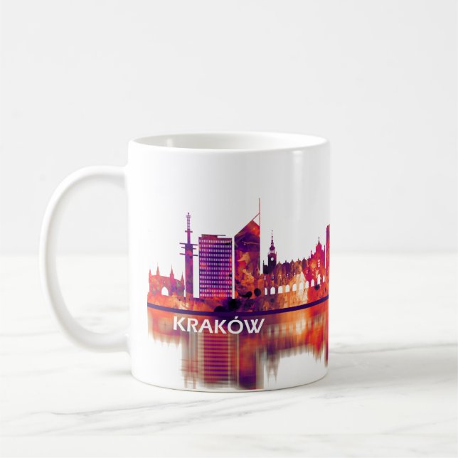 Mug Ligne Skyline de Cracovie Pologne (Gauche)