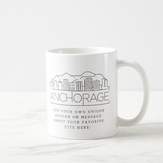 Mug Ligne Skyline Stylisée Anchorage | Slogan personna (Droite)