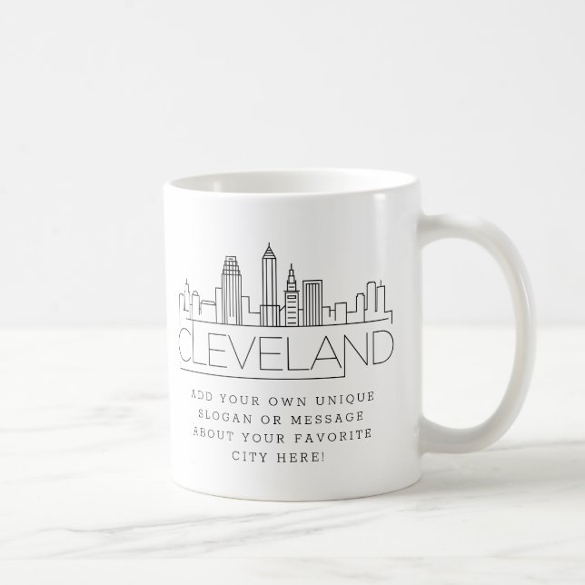 Mug Ligne Skyline stylisée Cleveland | Slogan personna (Droite)