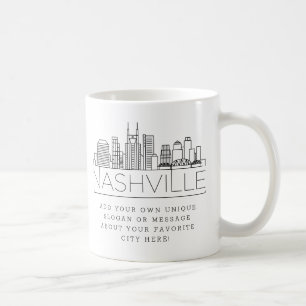 Mug Ligne Skyline Stylisée De Nashville   Slogan pers