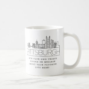 Mug Ligne Skyline Stylisée de Pittsburgh   Slogan per