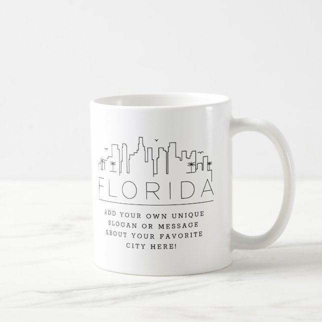 Mug Ligne Skyline stylisée Floride | Slogan personnali (Droite)