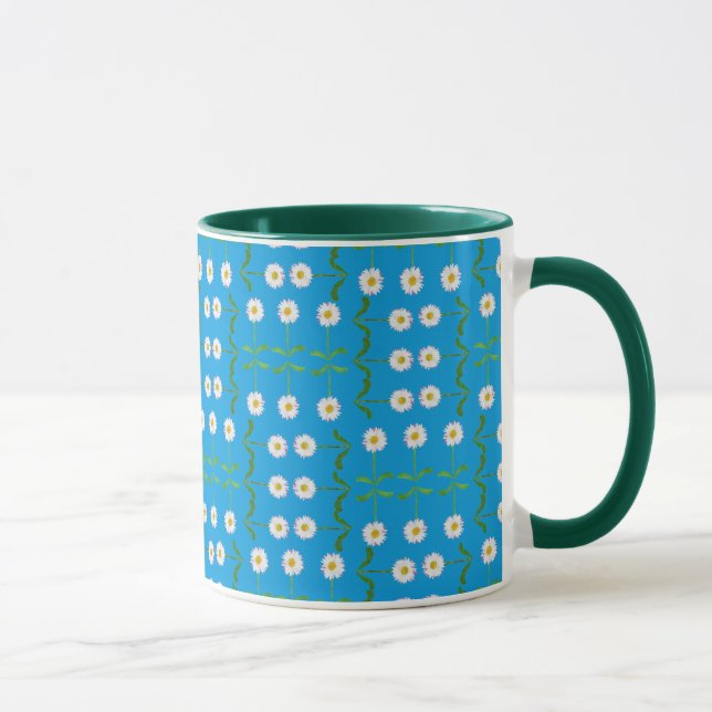 Mug Lignes de marguerites blanches sur Arrière - plan  (Droite)