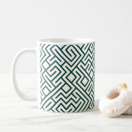Mug Lignes en mosaïque génératives (Ligne vert foncé)