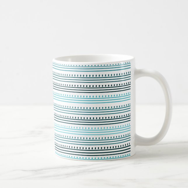 Mug Lignes et points d'aqua chic (Droite)