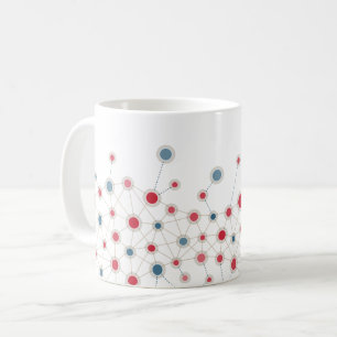 Mug Lignes et points rouges et bleus 