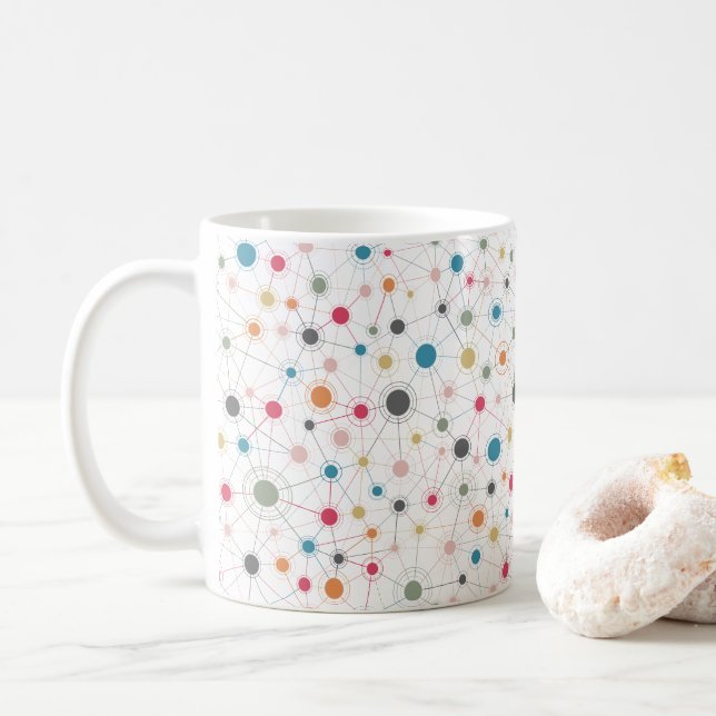 Mug Lignes géométriques tendance et motif de points (Avec donut)